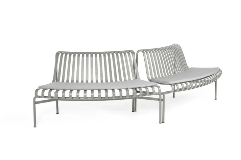 HAY Palissade Park dining bench, out-out, set of 2, sky grey