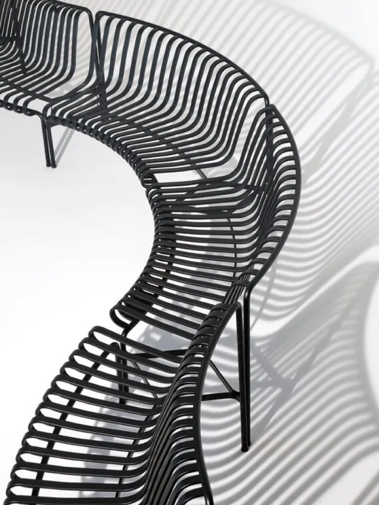 HAY Palissade Park dining bench, out-out, set of 2, sky grey