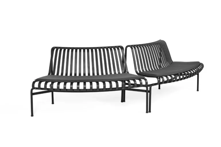 HAY Palissade Park dining bench, out-out, set of 2, anthracite