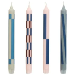 HAY Pattern candle, set of 4, light pink - blues