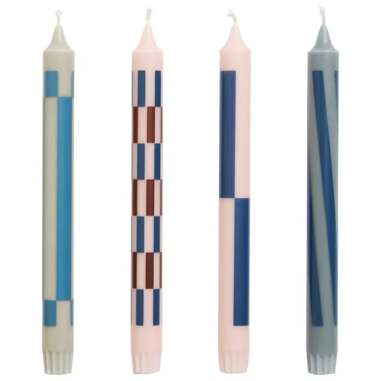 HAY Pattern candle, set of 4, light pink - blues