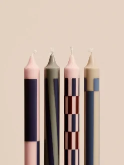 HAY Pattern candle, set of 4, light pink - blues