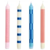HAY Pattern candles, set of 4, pink - red - blue