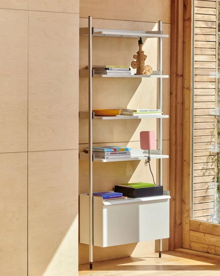 HAY Pier System 131 shelf, 1 column, PS white - aluminium