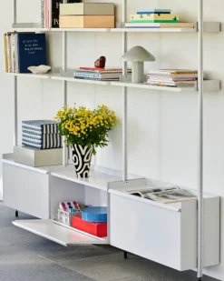 HAY Pier System 133 shelf, 3 columns, PS white - aluminium