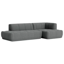 HAY Quilton sofa, combination 21, right, Flamiber Charcoal C8