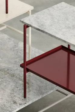 HAY Rebar side table, 75 x 44 cm, barn red - grey marble