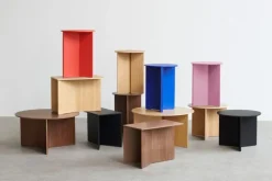 HAY Slit Wood table, 35 cm, high, lacquered oak