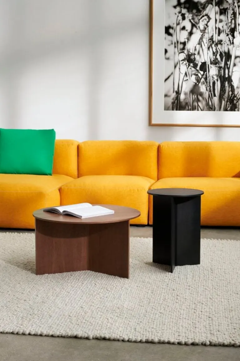 HAY Slit Wood table, 65 cm, lacquered walnut