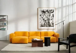 HAY Slit Wood table, 65 cm, lacquered walnut