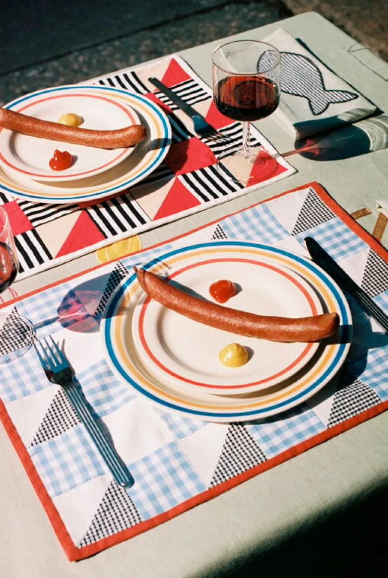 HAY Sobremesa plate, 2 pcs, 24,5 cm, blue - yellow