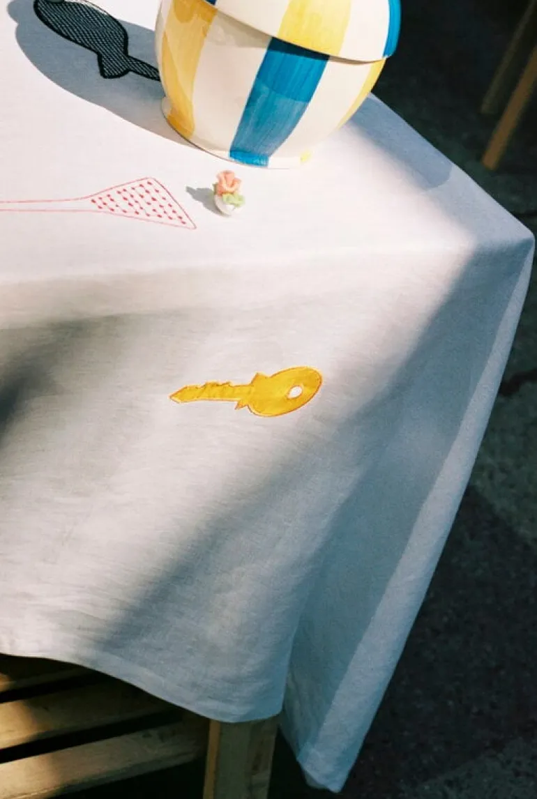 HAY Sobremesa Stripe cookie jar, blue - yellow