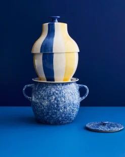 HAY Sobremesa Stripe cookie jar, blue - yellow