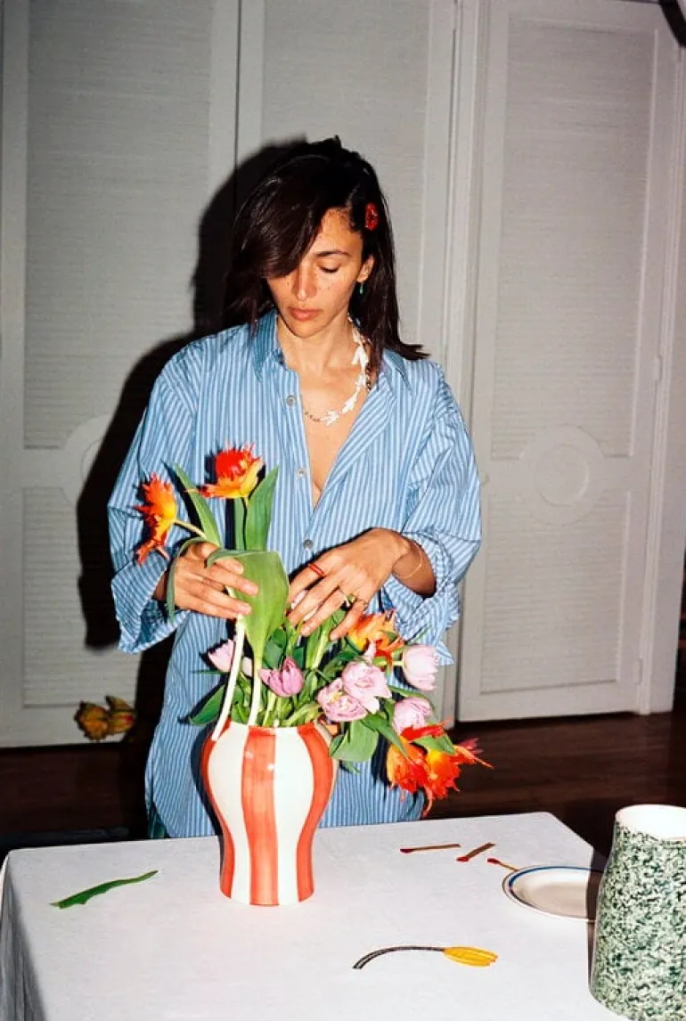 HAY Sobremesa Stripe vase, S, red