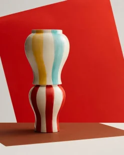 HAY Sobremesa Stripe vase, S, red