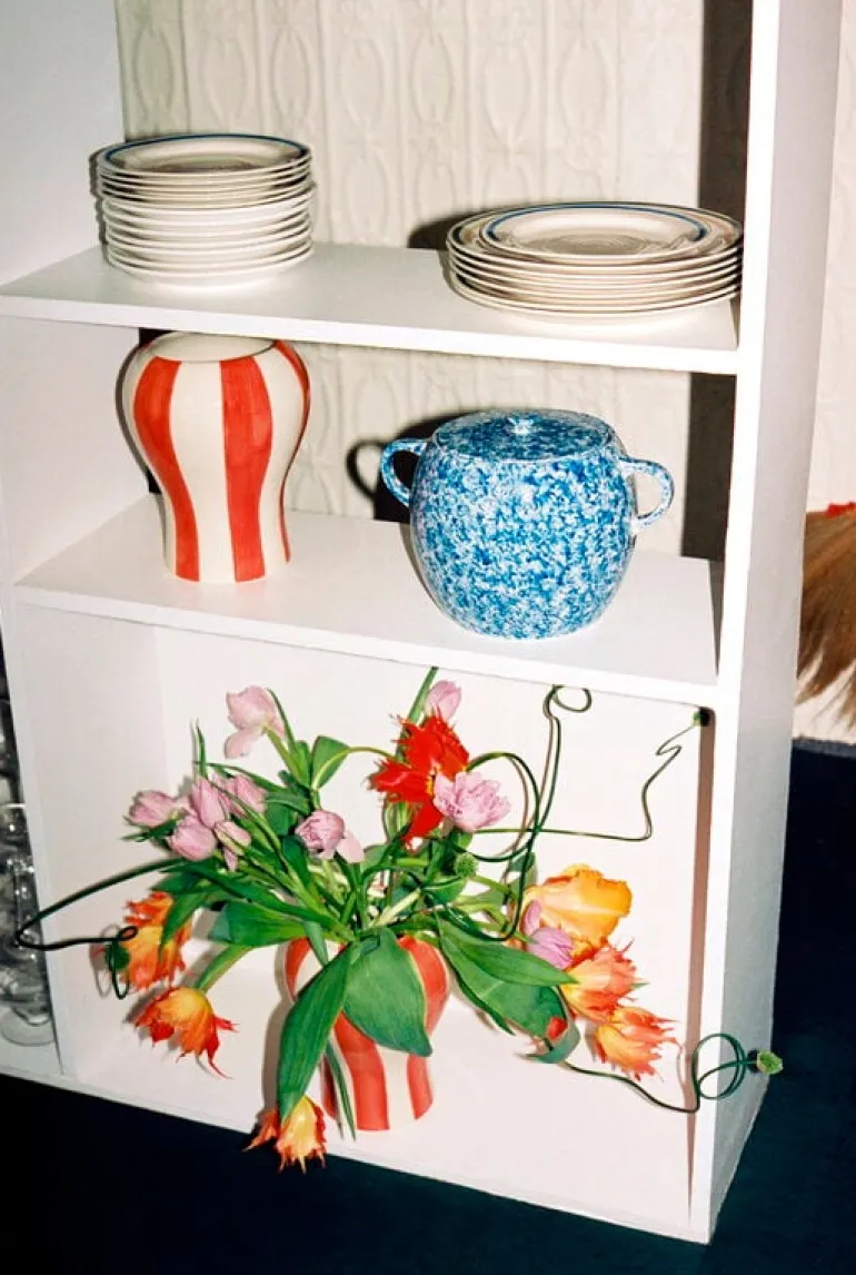 HAY Sobremesa Stripe vase, S, red