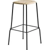 HAY Soft Edge 80 bar stool, 75 cm, black - lacquered oak
