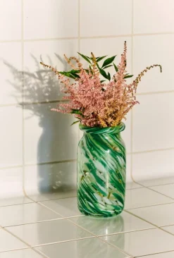 HAY Splash vase, roll neck, S, green swirl