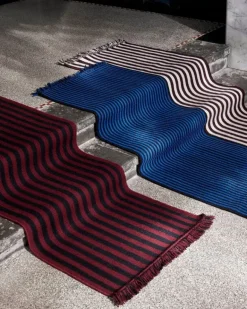 HAY Stripes and Stripes wool rug, 200 x 60 cm,  cream