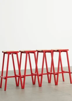 HAY Taburete 8 bar stool, high, 75 cm, signal red - lacquered oak