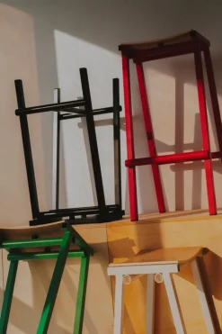 HAY Taburete 8 bar stool, high, 75 cm, signal red - lacquered oak
