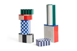 HAY Tin container, L, blue - off-white