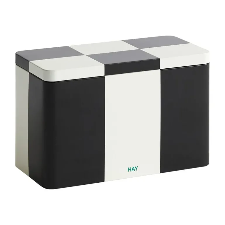 HAY Tin container, M, black - off-white