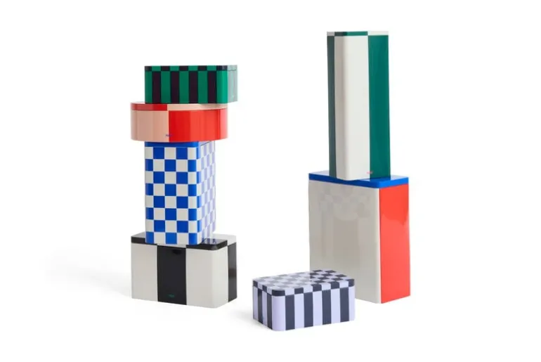 HAY Tin container, M, black - off-white