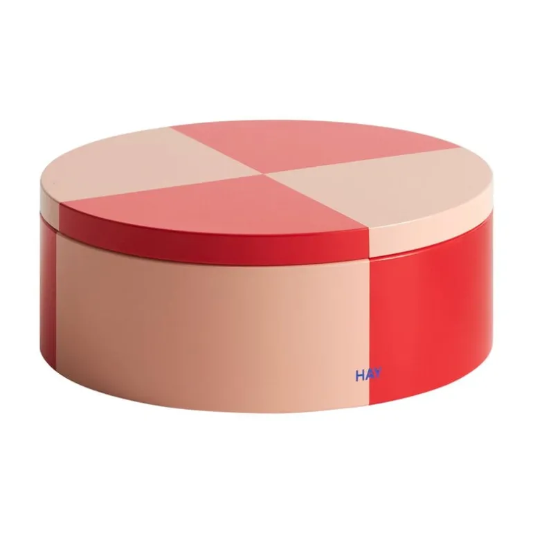 HAY Tin container, round, red - soft pink