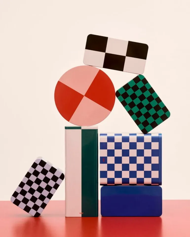 HAY Tin container, round, red - soft pink