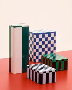 HAY Tin container, slim, green - off-white