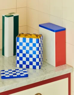 HAY Tin container, XL, off-white - blue - red