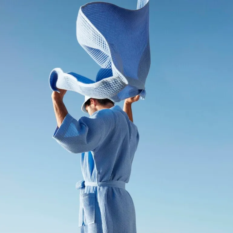 HAY Waffle bathrobe, one size, sky blue