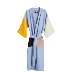 HAY Waffle bathrobe, one size, dusty blue multi