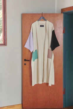 HAY Waffle bathrobe, one size, off-white multi