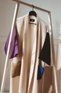 HAY Waffle bathrobe, one size, cream multi