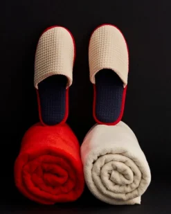 HAY Waffle slippers, one size, cream multi