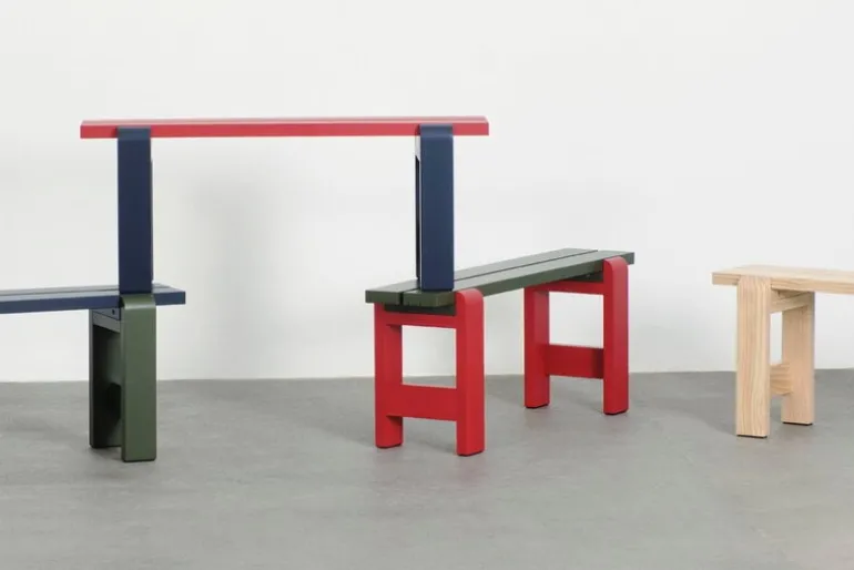 HAY Weekday Duo bench, 111 x 23 cm, olive - wine red