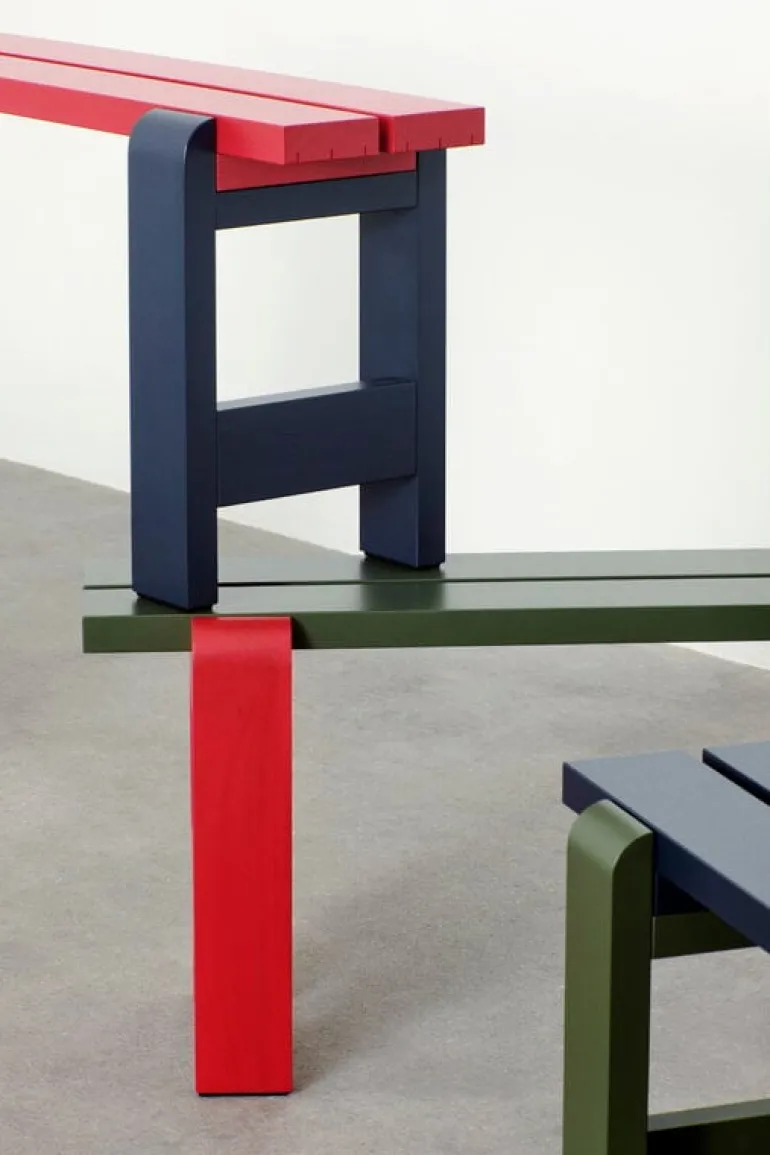 HAY Weekday Duo bench, 111 x 23 cm, steel blue - olive