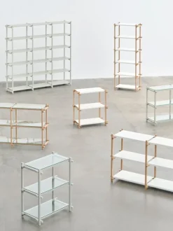 HAY Woody 2.0 shelf, high, smokey grey beech - smokey grey steel