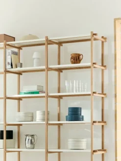 HAY Woody 2.0 shelf, high, soaped oak - almond white steel