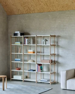 HAY Woody 2.0 shelf, high, soaped oak - almond white steel