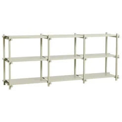 HAY Woody 2.0 shelf, low, smokey grey beech - smokey grey steel