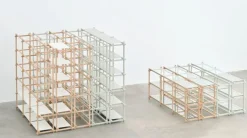 HAY Woody 2.0 shelf, low, smokey grey beech - smokey grey steel