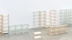 HAY Woody Column 2.0 shelf, low, smokey grey beech - clear glass