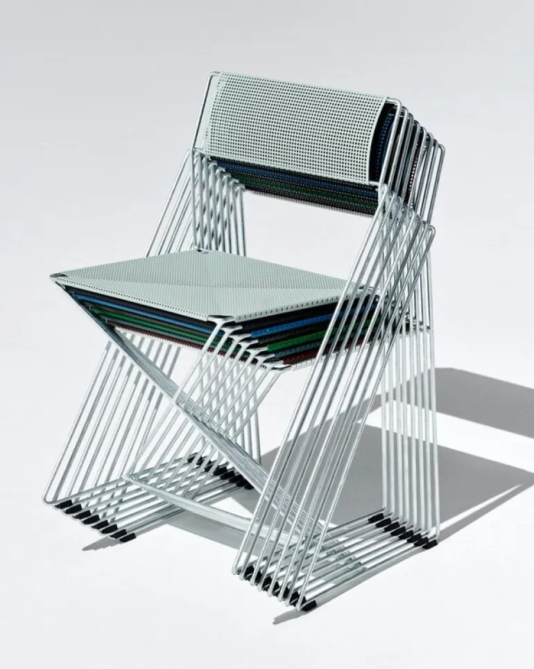 HAY X-Line chair, indoor, chromed - pale linden