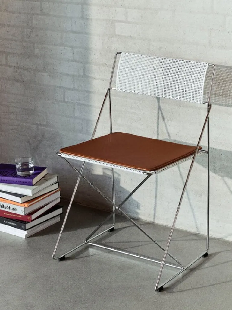 HAY X-Line chair, indoor, chromed - chalk white