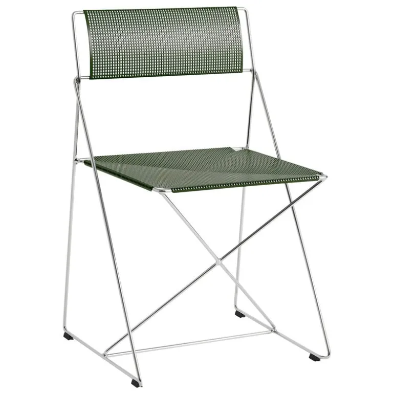 HAY X-Line chair, indoor, chromed - autumn green