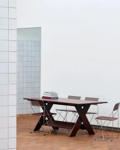 HAY X-Line chair, indoor, chromed - iron red