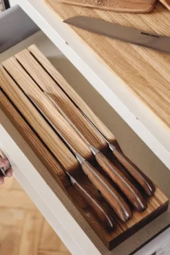 Heirol Woody in-drawer knife block, ash